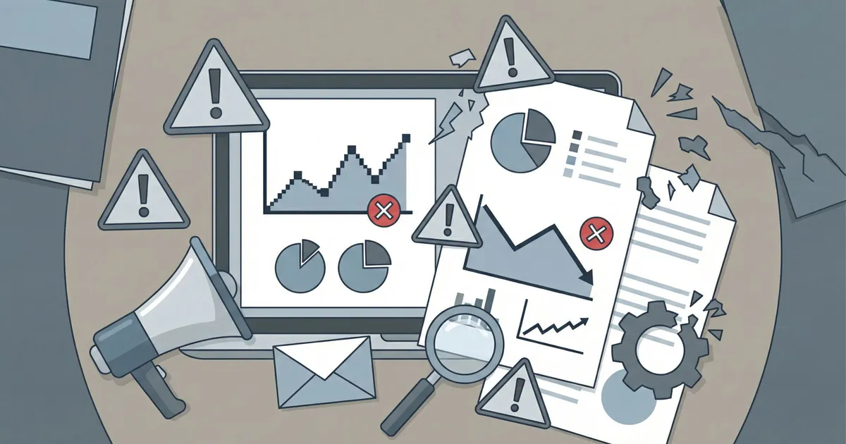 Common digital marketing mistakes illustrated through broken strategy and disconnected tools