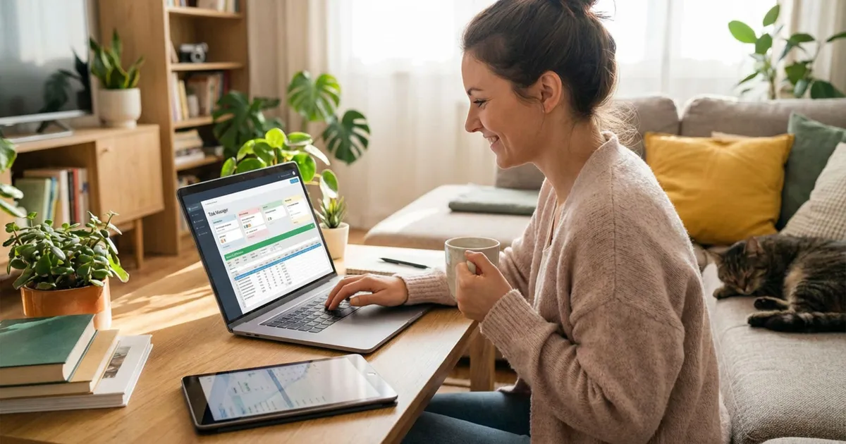 Freelancers using technology tools to manage work efficiently and reduce workload