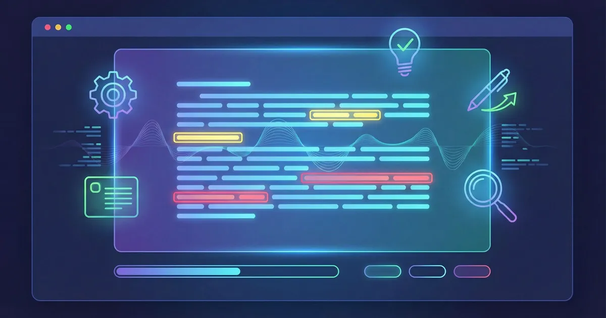 Visual representation of AI writing assistants generating text with suggestions and editing icons.
