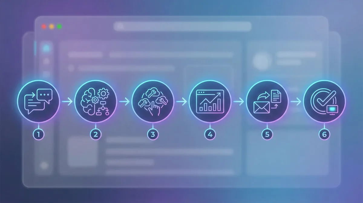 Step-by-step workflow of an AI agent handling a real business task