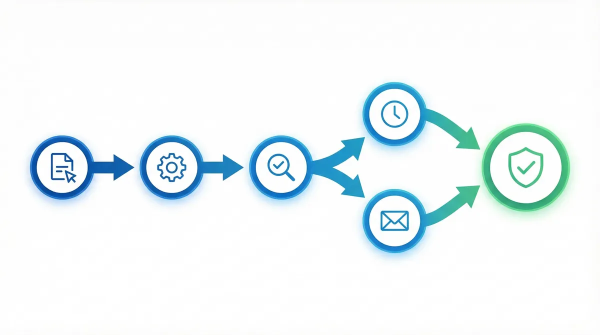 Publisher application and approval process workflow diagram