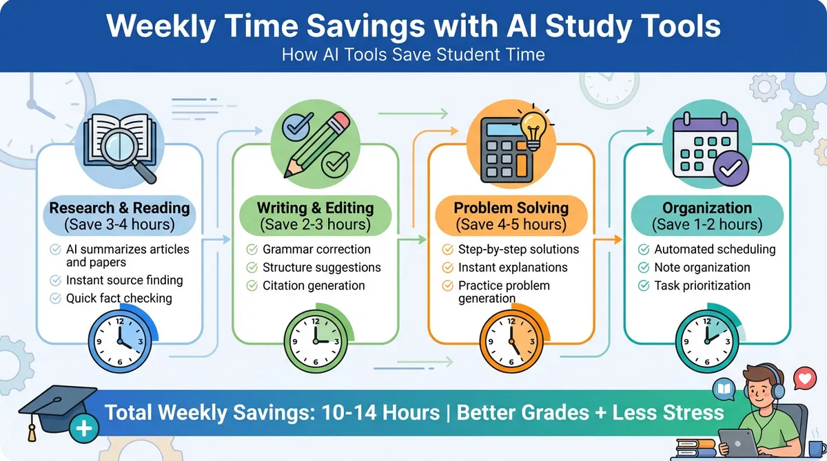 how AI tools save student time infographics