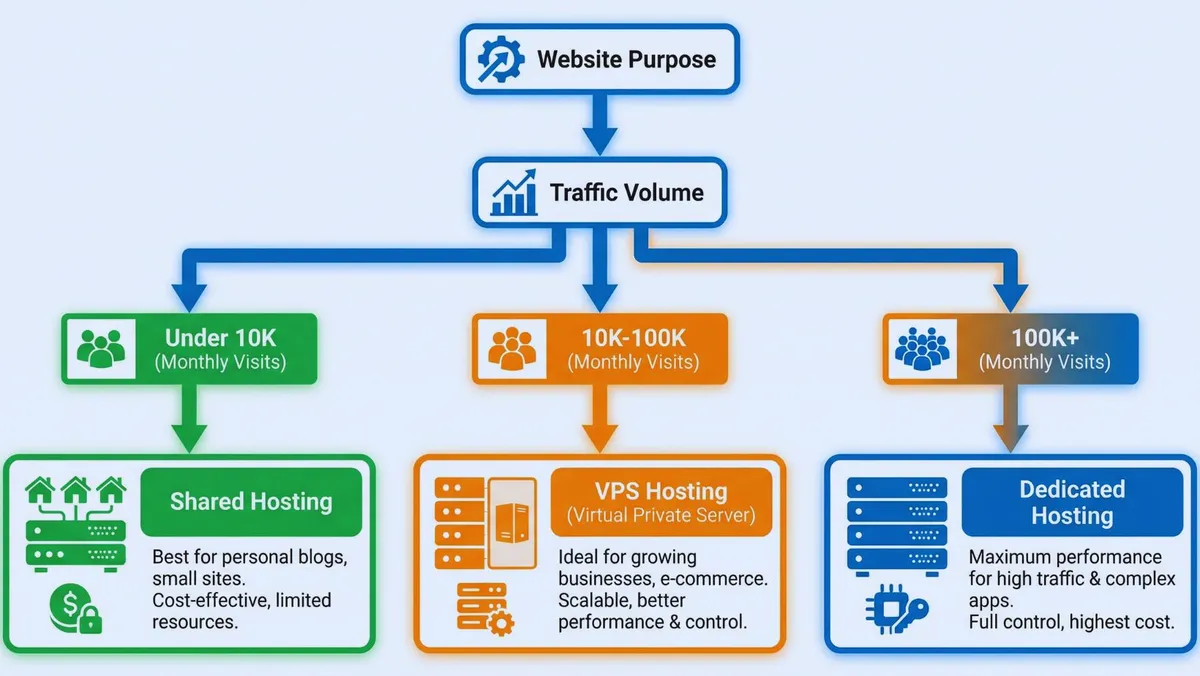 hosting type according to website traffic volume